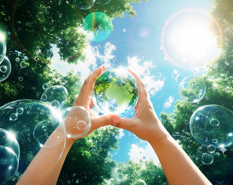 両手で地球を大切に包み込む環境保護の概念