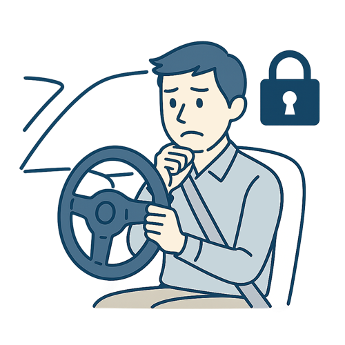 ハンドルロックを解除できないイラスト