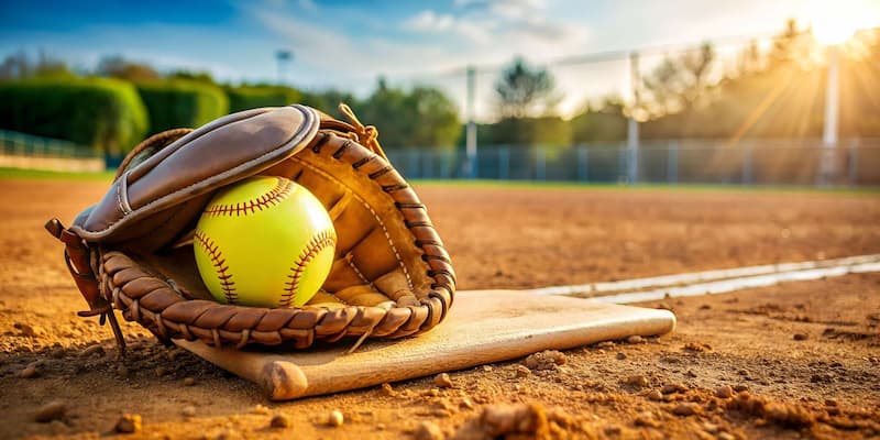 グラウンドに置かれたソフトボール用品